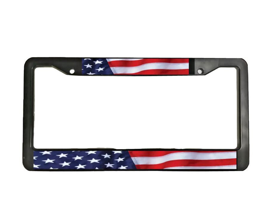 Black American flag on car license plate frame cover hood trunk  for ford  1x