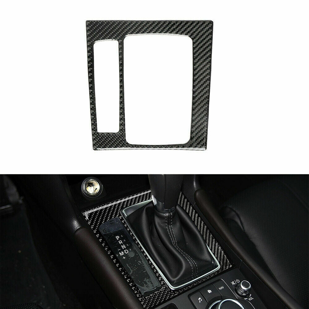 Carbon Fiber Console Gear Shift Panel Cover Fit for Mazda 3 Axela 2017-2018