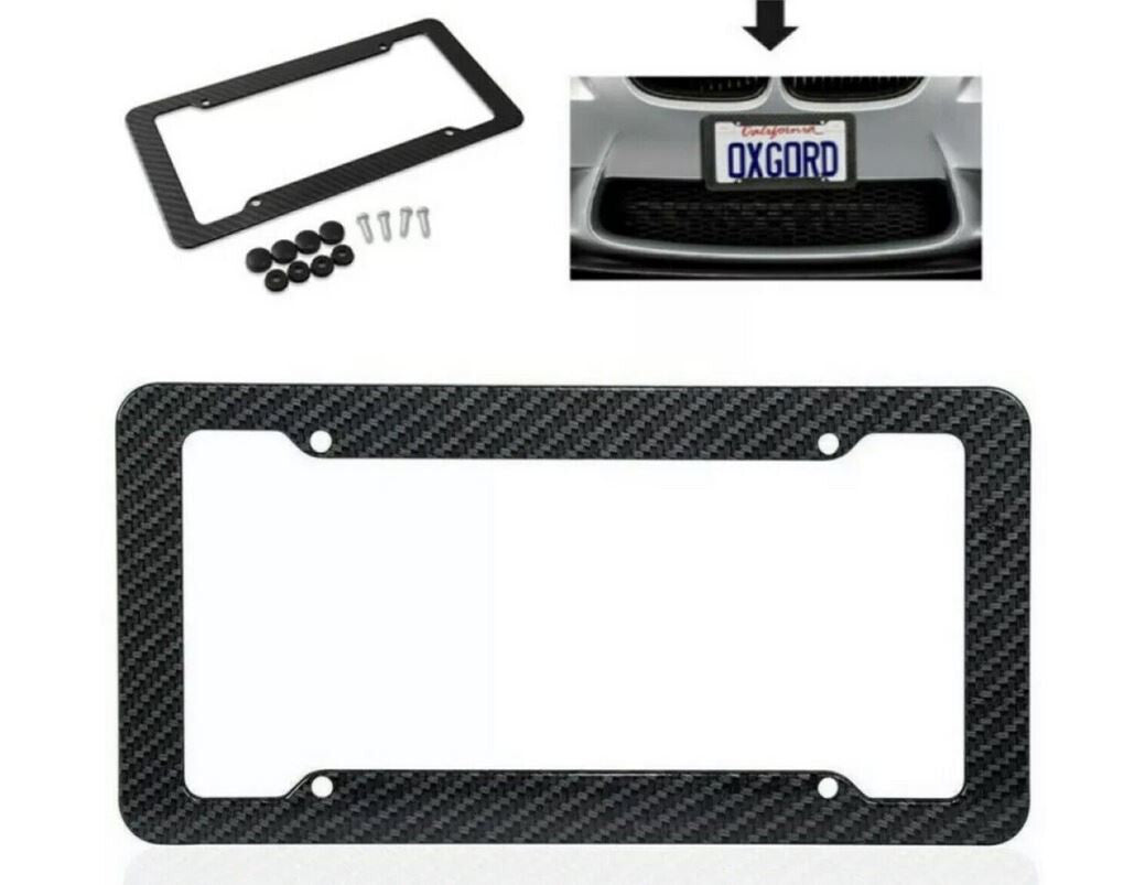 Car license plate frame cap boot trunk black carbon suitable for Mitsubishi