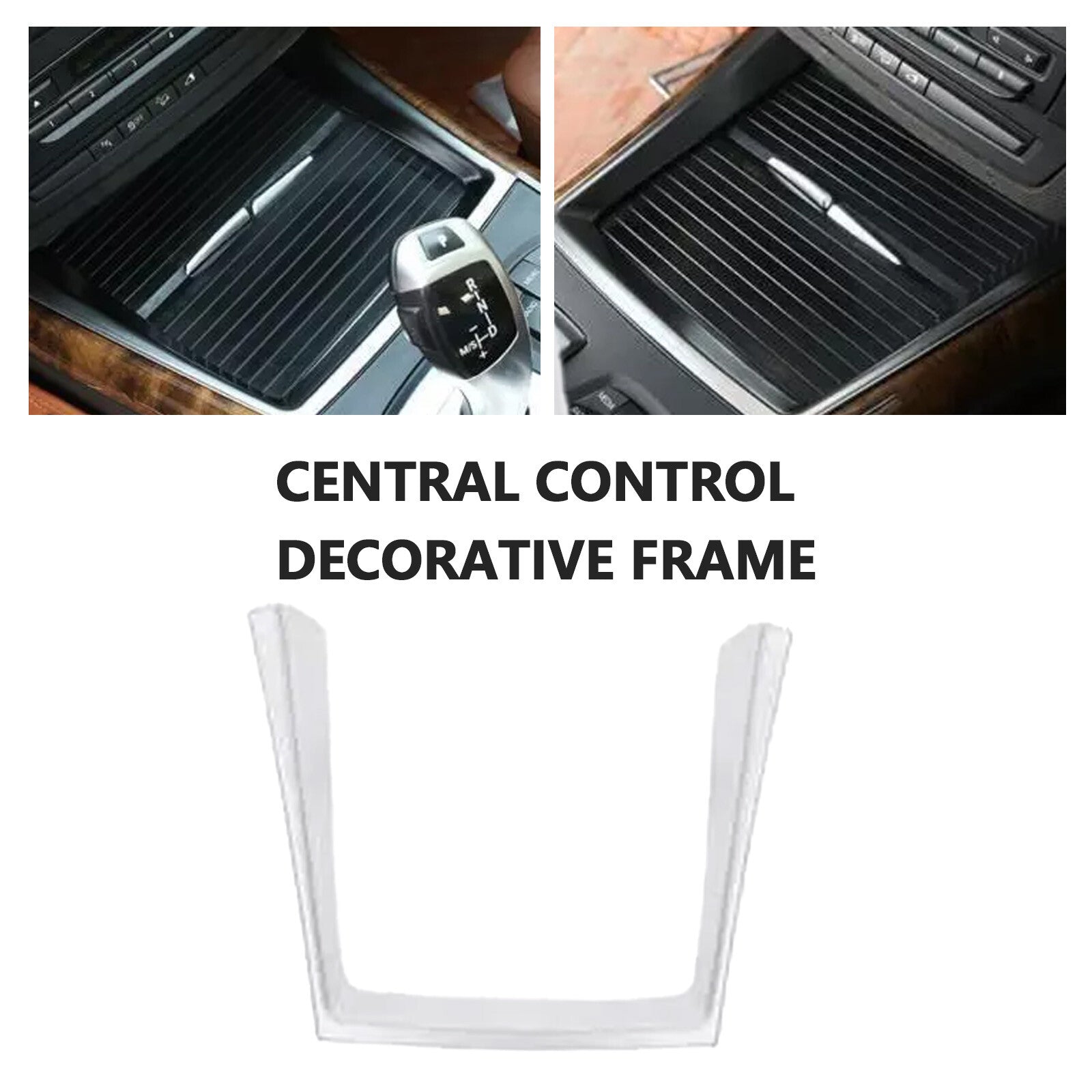 Silver protective cover for ABS on center console cupholders for BMW X5, X6, E70, and E71 (2008-2013).