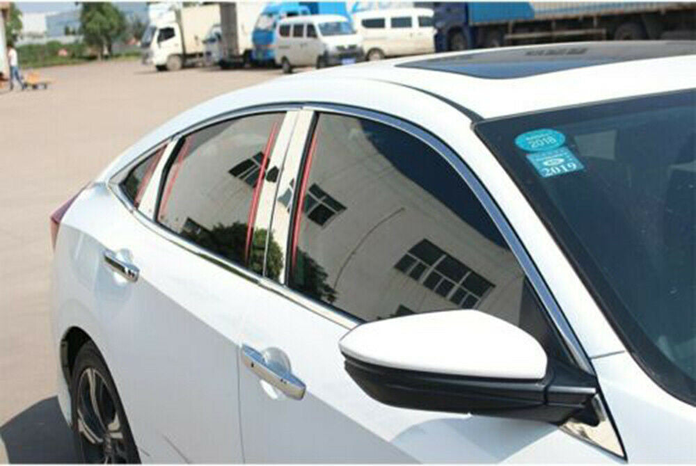 Chrome Pillar Post for Honda for Civic Sedan 2016-2021 6p Window Door Trim Cover Kit
