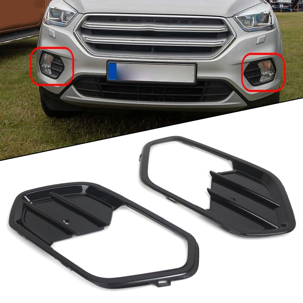 1Pair Front Bumper Fog Light Cover Trim Bezel for Ford Escape Kuga 2017-2019