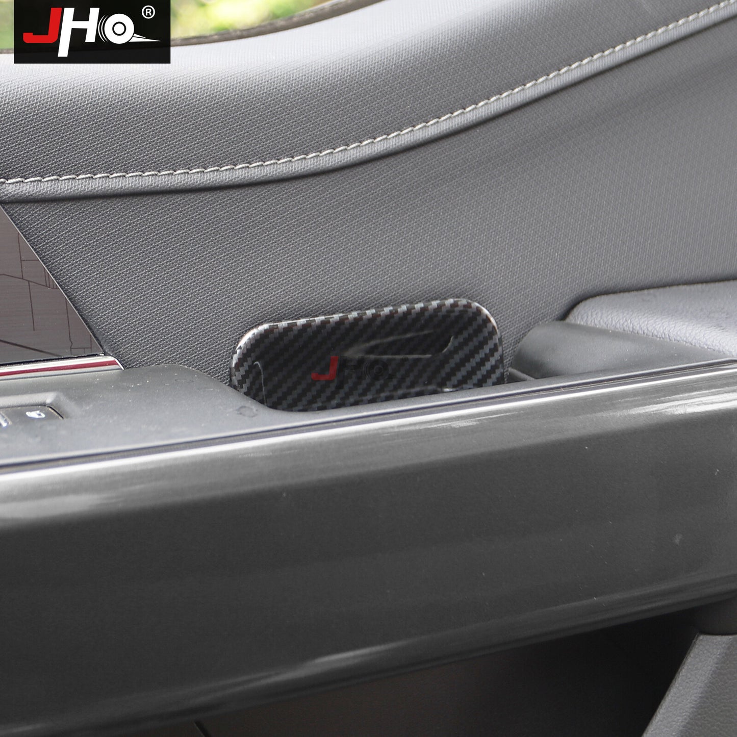 Car Rear Door Handles Bowl Cup Cover Trims Decor Carbon Fiber for Ford F150 2021