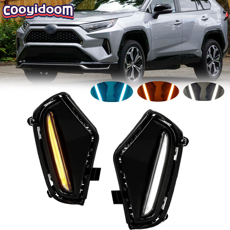 for Toyota RAV4 2019-24 LED Three-coloured DRL Fog Light W/Turn Signal Function