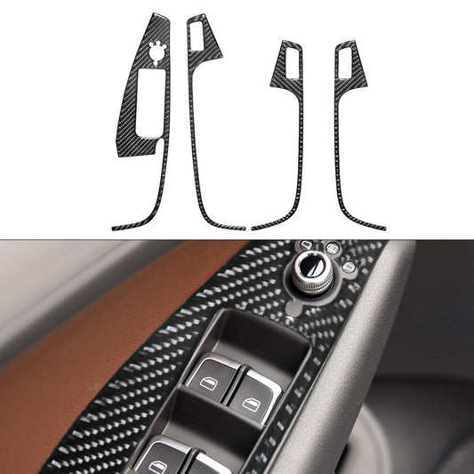 4Pcs Car Window Lift Button Trim Cover Decor Carbon Fiber for Audi Q5 2009-2017