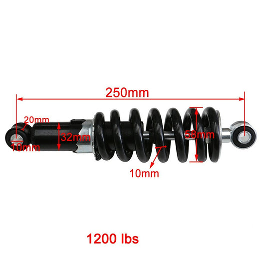 10-inch 250mm rear shock absorber, dirt pit bike path, ATV Apollo 110cc 125cc 140cc