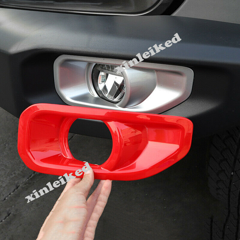 Red Front+Rear Fog Light Lamp Cover Trim ABS 4X for Jeep for Wrangler JL 2018 2019