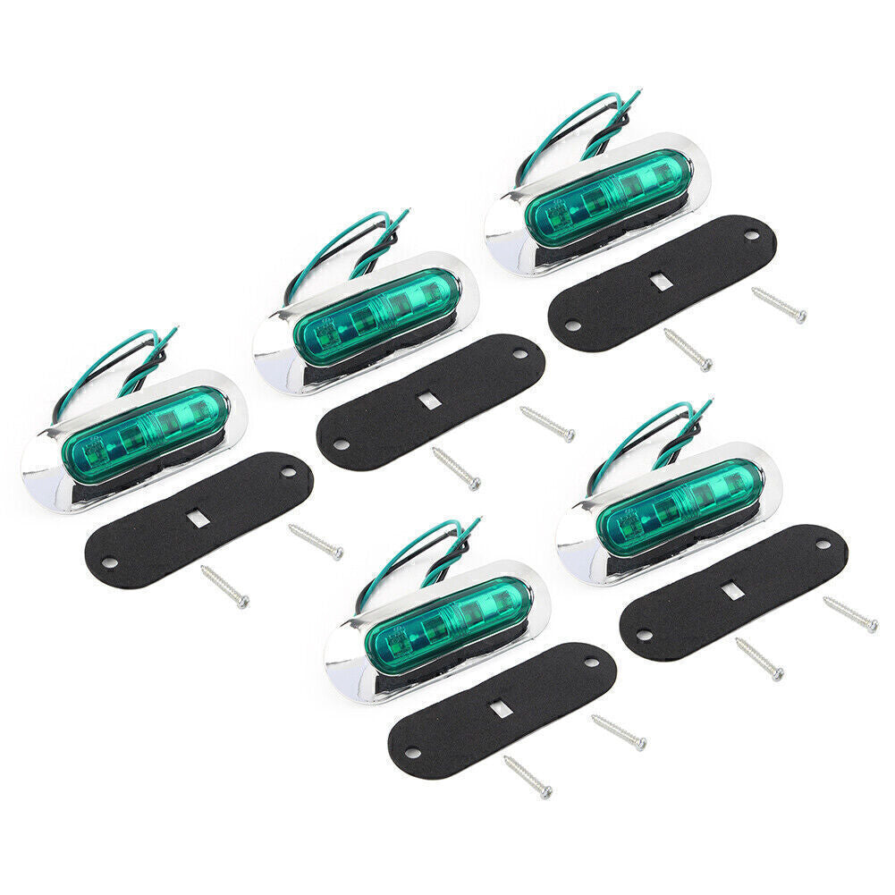 5x 12V-24V Green LED Side Clearance Marker Light Fit Car Truck Trailer Pickup