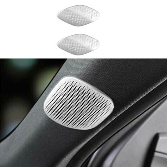 2P Silver Steel A Pillar Post Speaker Frame Cover Trim for Cadillac CT5 2020-24