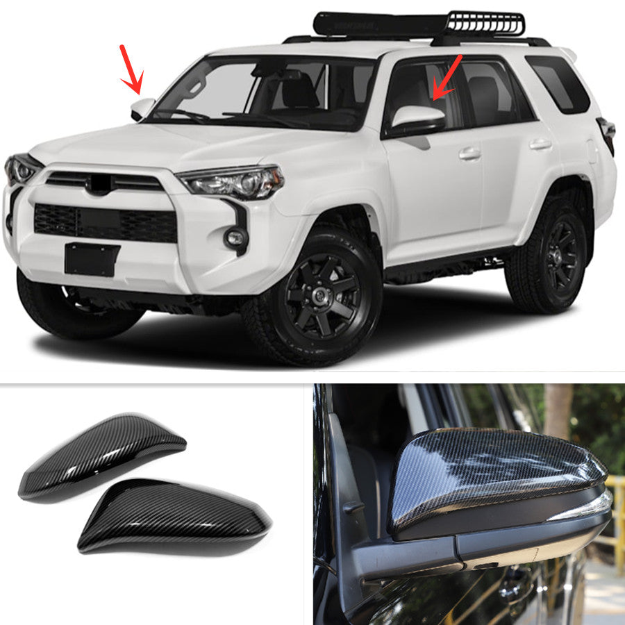 2for Toyota 4Runner 2014-2022 Carbon Fiber Side Door Mirror Wing Trim Cover Cap