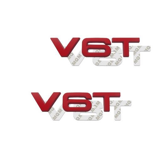2-Pack for Audi V6T Side Fender Rear Badge Stickers Red A3 for A4 for A5 for A6 A7 for A8 Q3