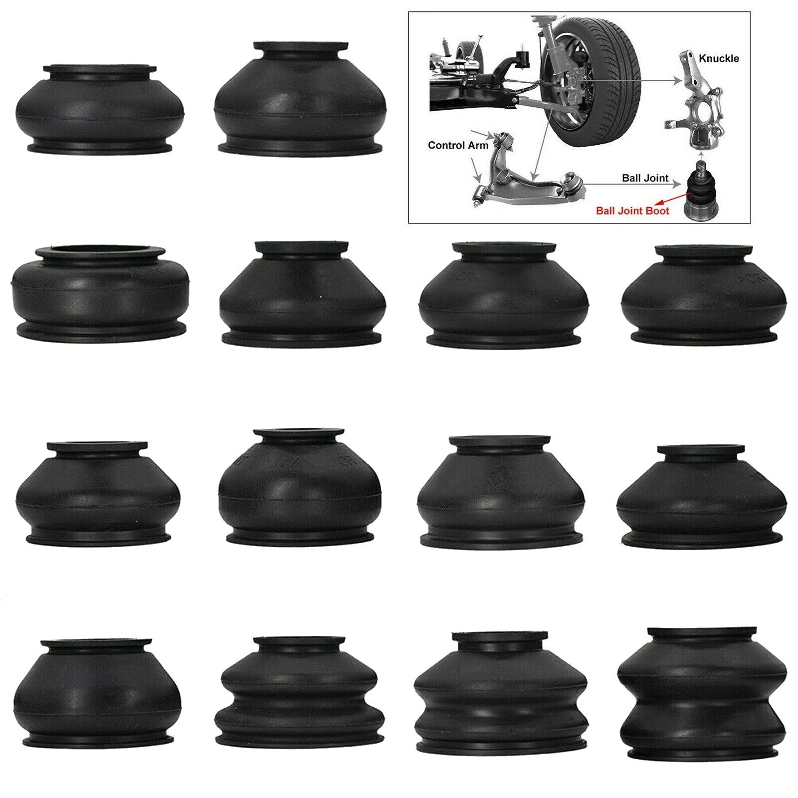 14-Piece Universal Rubber Tie Stick End Ball Joint Dustproof Boots Dustproof Covers Boots Leggings