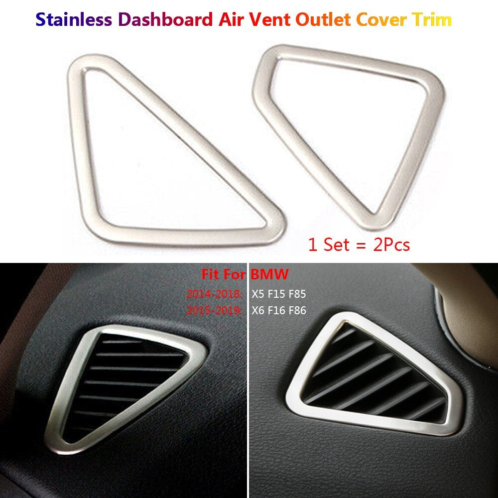 Stainless for BMW X5 X6 F15 F16 Car Dashboard Side AC Air Vent Outlet Cover Trim
