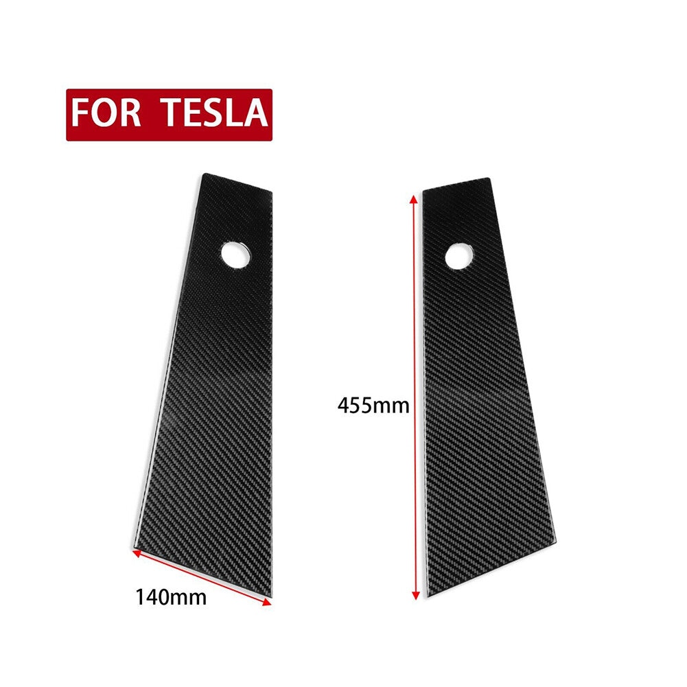 2x Carbon Fiber Exterior Car Window B-Pillar Cover Trim Strip for Tesla for Model Y