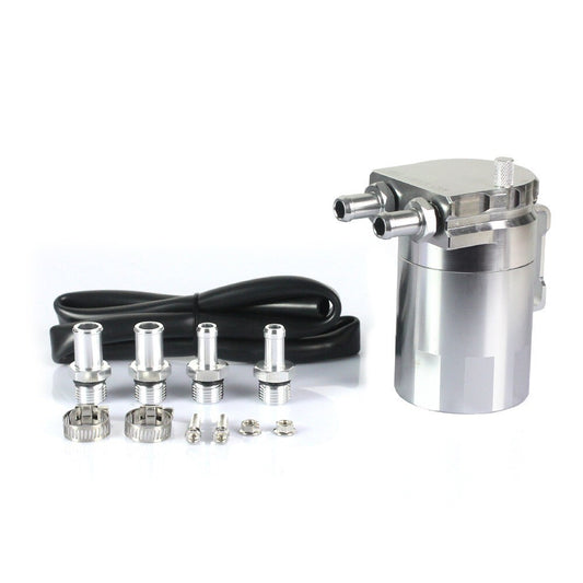 Silver universal aluminum oil tank kit, reservoir, confusion tank, breathing filter