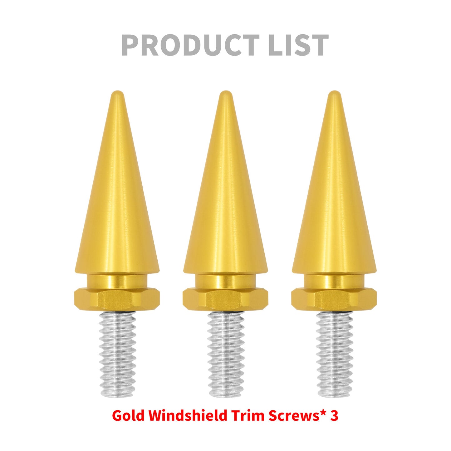 3x Gold Impaler Spike Wind Screen Windshield Bolt For Electra Street Glide 96-13