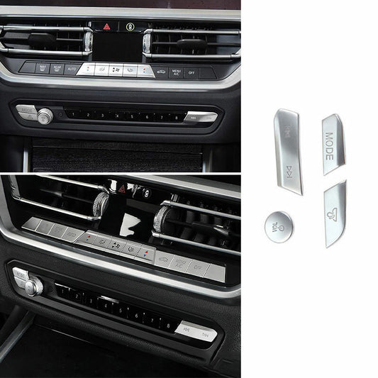 4pcs Silver ABS Console Volume Button Cover Trim for BMW 3-Series G20 2019-2021