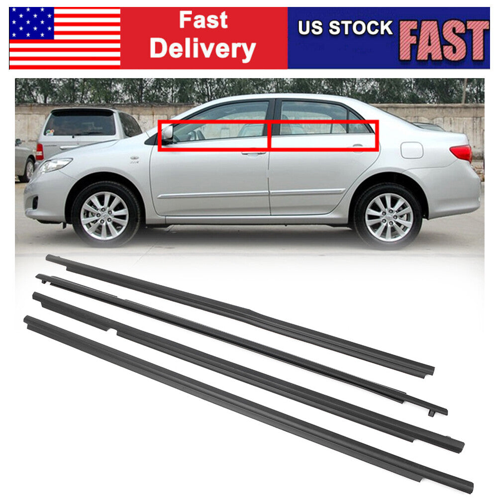 4X Weatherstrip Window Moulding Trim Seal Belt for Toyota for Corolla 2009-2012