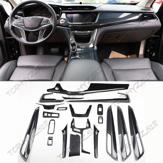 for Cadillac XT5 2020-24 Carbon Fiber Look Interior Full Kit Molding Trim Cover