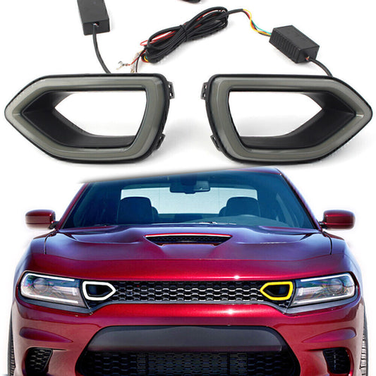 Smoke LED Grille Bezel Lights for Dodge Charger SRT Scat Pack Fit 2015-2019 18