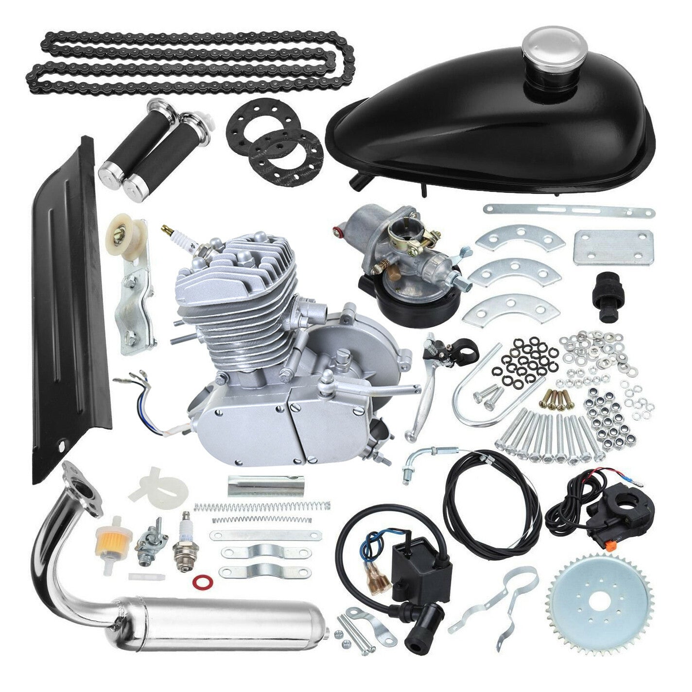 80cc Motorised Bike Kit 2-Stroke Bicycle Engine Motor Refit for 26 28 Cycle