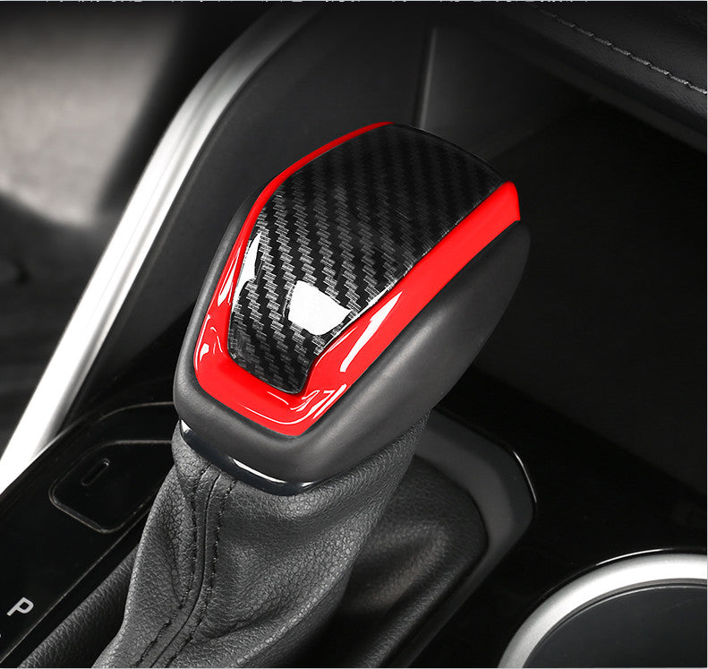 Suitable for Toyota RAV4 2019 - 2023 ABS, red carbon fiber shift knob cover trim.