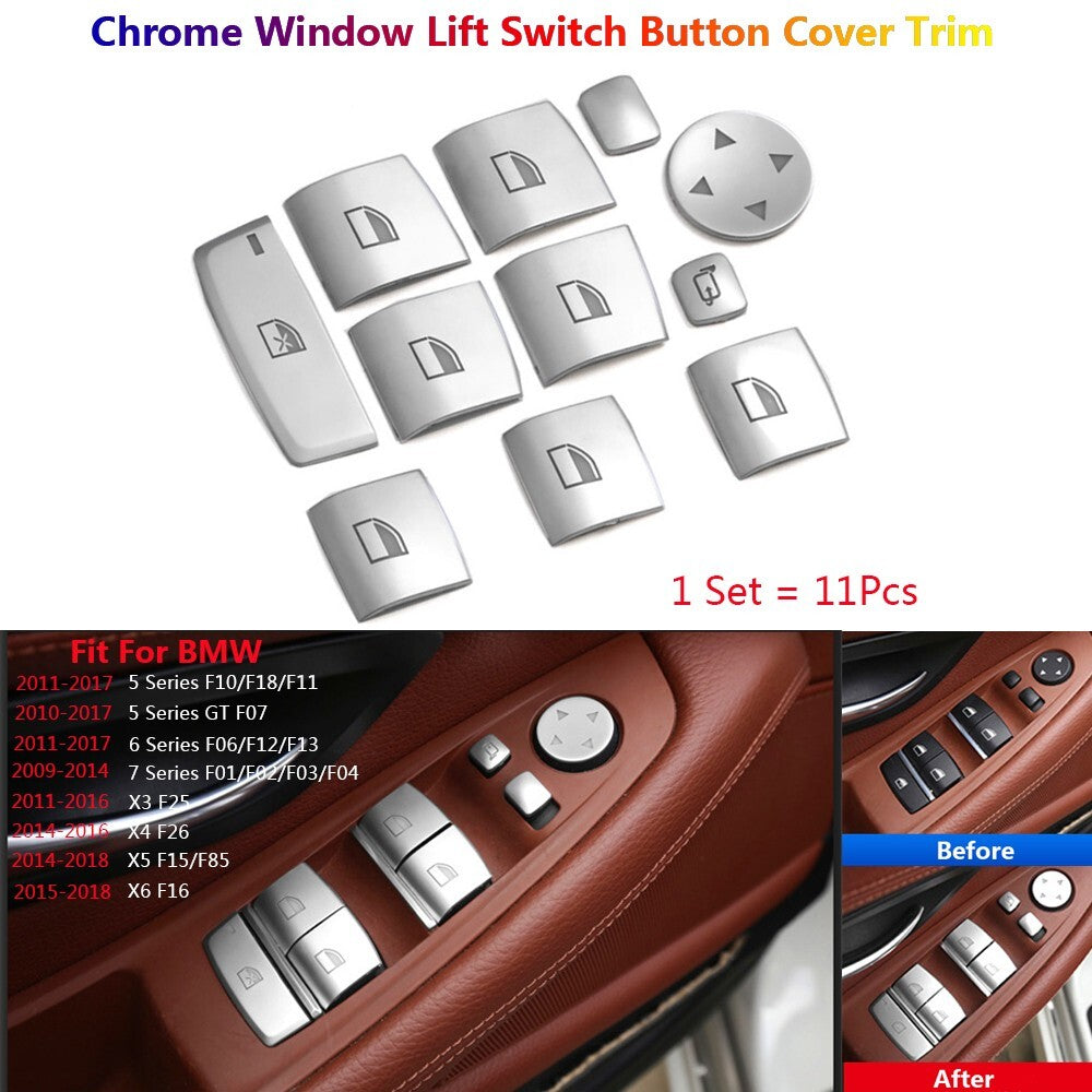 11x for BMW 5 6 7 X3 X4 X5 X6 F10 F15 F16 Car Window Switch Button Cover Sticker