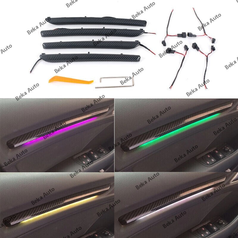 4-piece set of carbon fiber door LED light cover trim for Audi A3 S3 8V 2014-2019