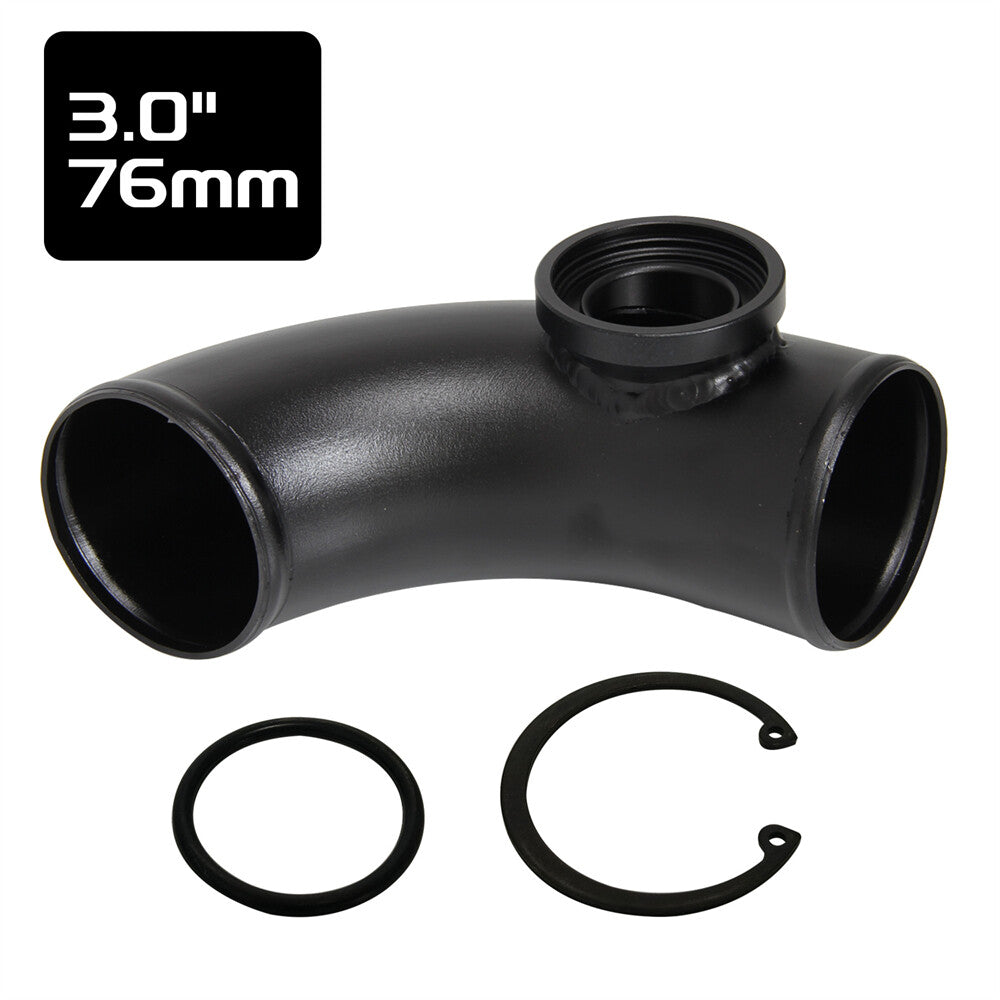 90 degree 3 76mm SSQV SQV Blow Off Valve Adapter BOV Turbo Aluminum Pipe BK