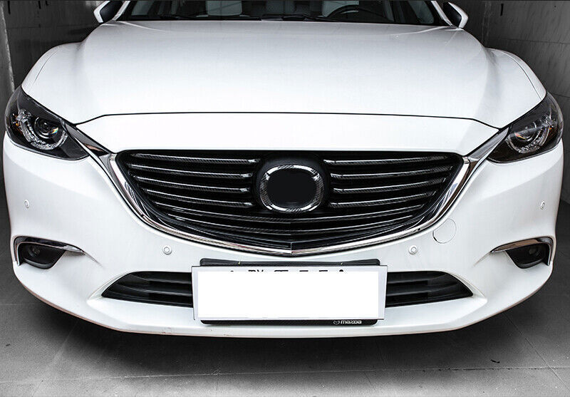 for Mazda 6 Atenza 2017-2018 Carbon Fiber ABS Front Grille Strip Cover Trim 10x