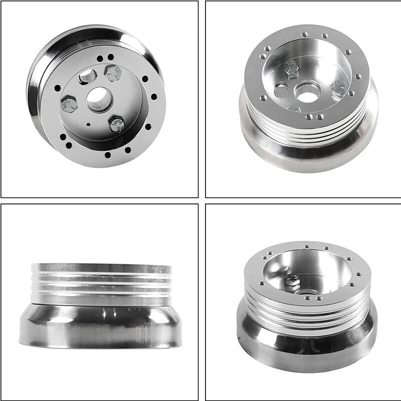 Car 5 6 hole steering wheel polished wheel adapter aluminum alloy silver
