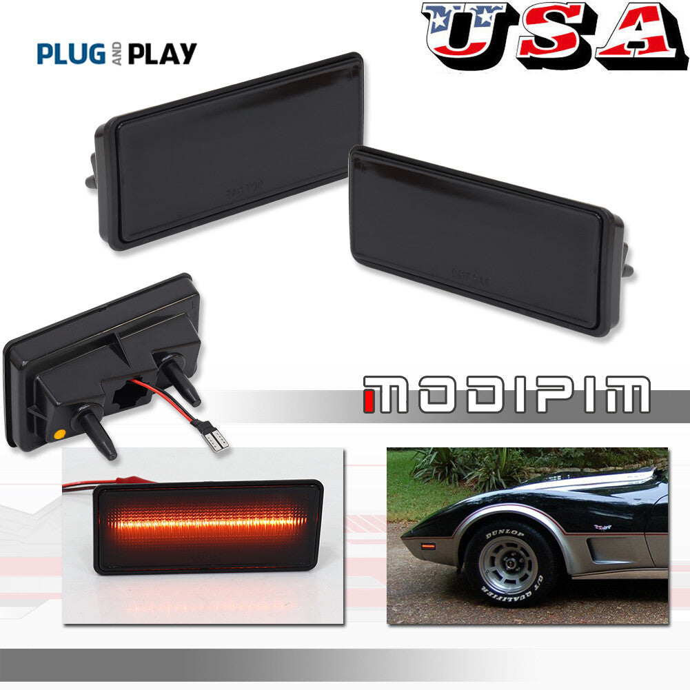 Smoked amber LED front marker lights for Chevrolet C3 for Corvette 1974 - 1979 LH + right-hand drive