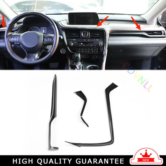 Middle Console Dashboard Strip Trim Fit for Lexus RX 2016-20 Black Carbon Fiber