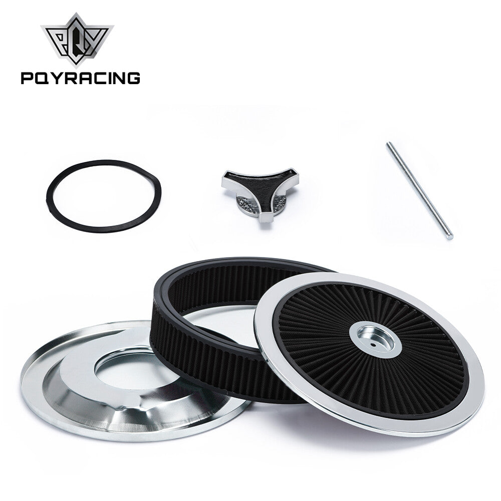14 x 3 Air Cleaner Set Super Flow Washable Element Black Recessed Chrome Top