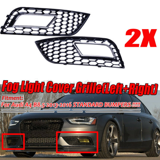 Suitable for 13-16 for Audi A4 B8.5 RS4 style trim front bumper fog lights barbecue grille chrome-plated