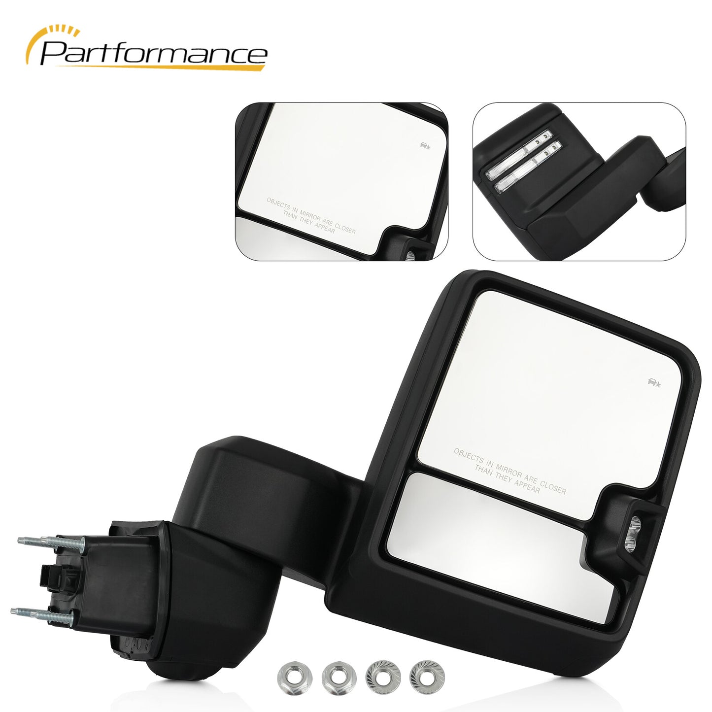 The passenger-side black side mirror is suitable for 19 to 24-inch for Chevrolet Silverado for GMC for Sierra