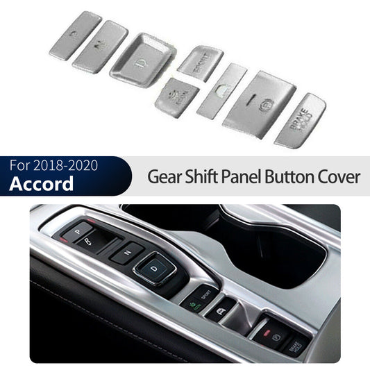 for Honda Accord 2018-2020 silve Interior Gear Shift Box Panel Button Cover Trim