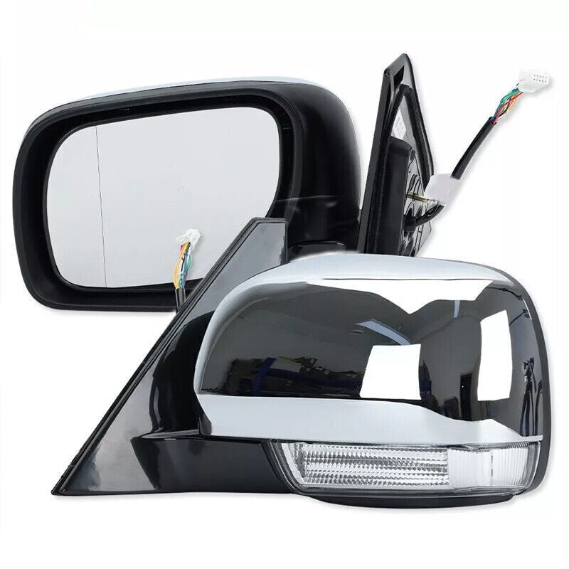 2Pcs for Mitsubishi Pajero Montero 2006-2021 Side Door Mirror W/Light Chrome