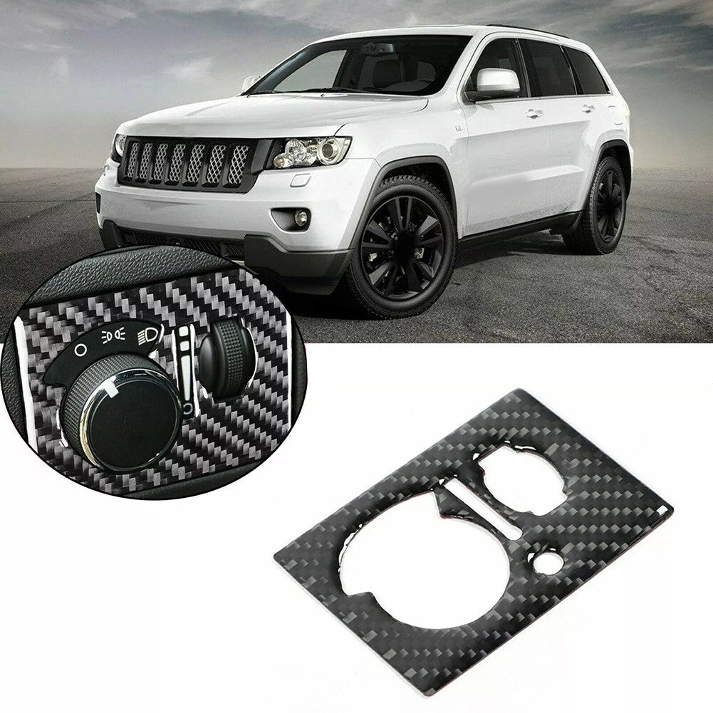 Carbon Fiber Front Headlight Switch Decor Cover Trim for Jeep 2011-2020