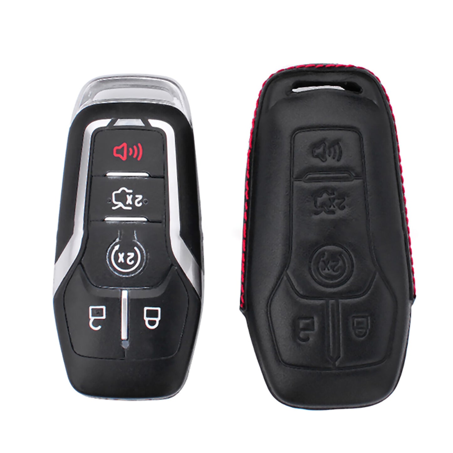 5 Button Leather for Smart Key Case Fob Cover Shell for Ford for Mustang Explorer F150