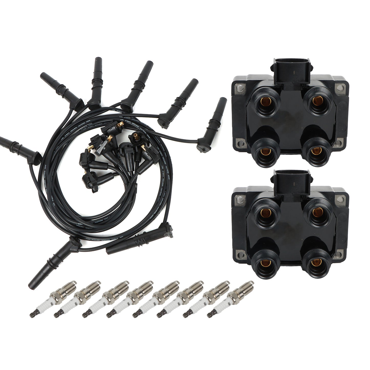 Ignition Coil  Spark Plugs +Wires for Ford Ranger F150 for Lincoln for Mercury V8 FD487
