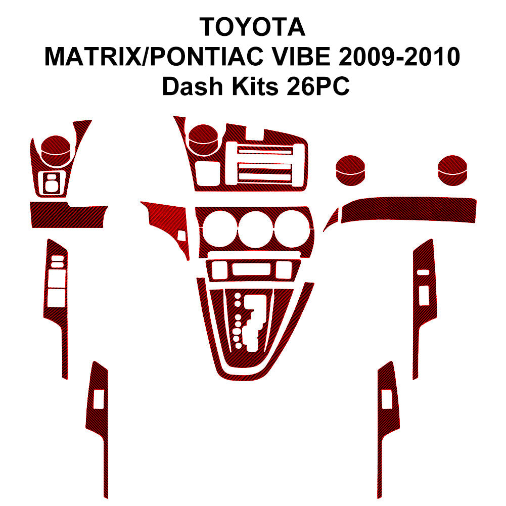 Red Carbon Fiber Interior Full Sets Cover Trim Kit for Toyota Matrix 2009-2014