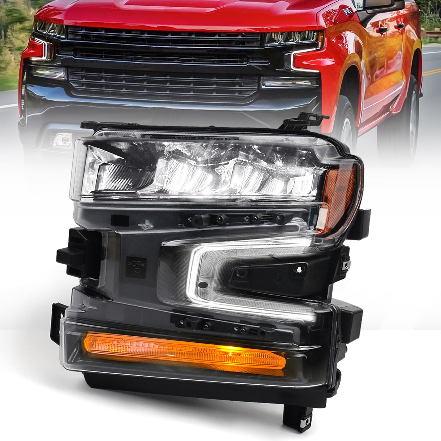 For 2019-2021 for Chevy Silverado 1500 w/ Halogen Signal LED Headlight Driver Left