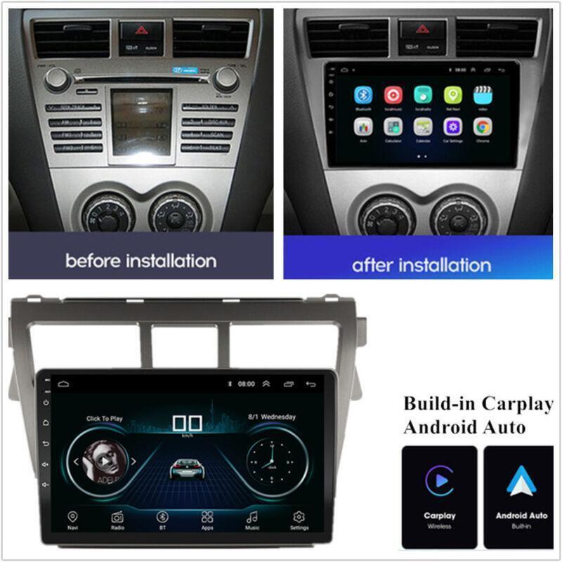 Radio Fit For 06-12 for Toyota Yaris Sedan Carplay GPS WiFi RDS 9 Android 11 Stereo