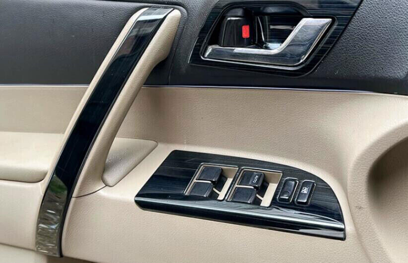 for Toyota Highlander 08-2013 Black Steel Inner Door Armrest Strip Cover Trim 4X