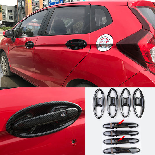 16-piece carbon fiber door handle and cup lid trim for 2014-2020 for Honda Fit Jazz