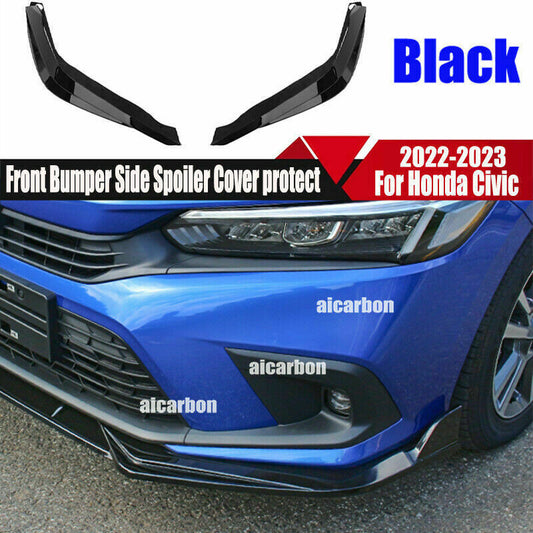 for Honda for Civic 2022-2023 Glossy black Front Spoiler Splitter Diffuser Bumper