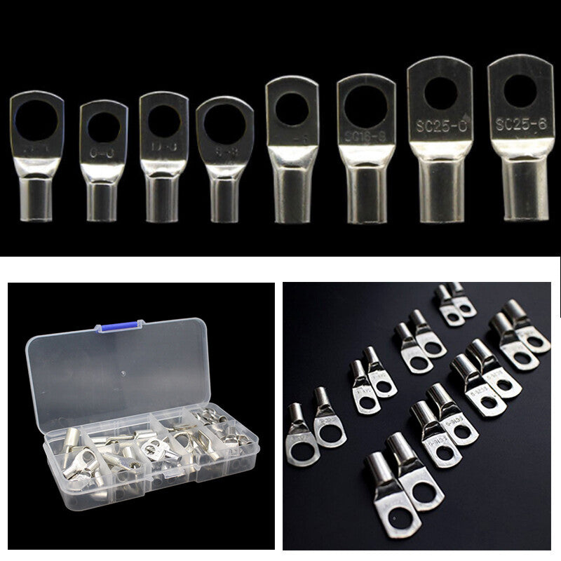 60-piece set of copper lug battery cable ring connector terminal kit