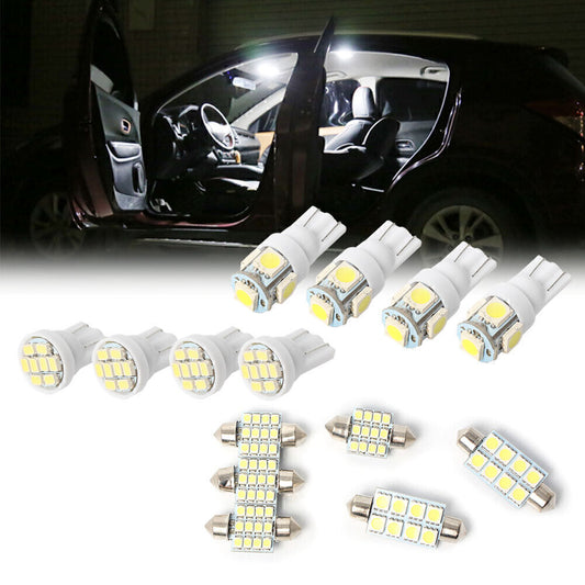 14X White LED Lights Interior Package For T10 31mm Map Dome License Plate Bulb
