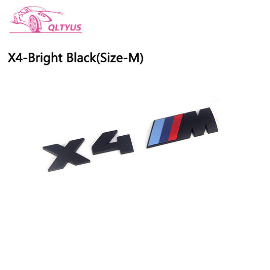 for BMW Bright Black M Series X4M Trunk Emblem Lettering Decal Badge Set
